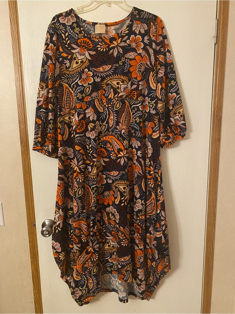 Zadie B’s Floral Paisley Midi Dress in Navy and Orange